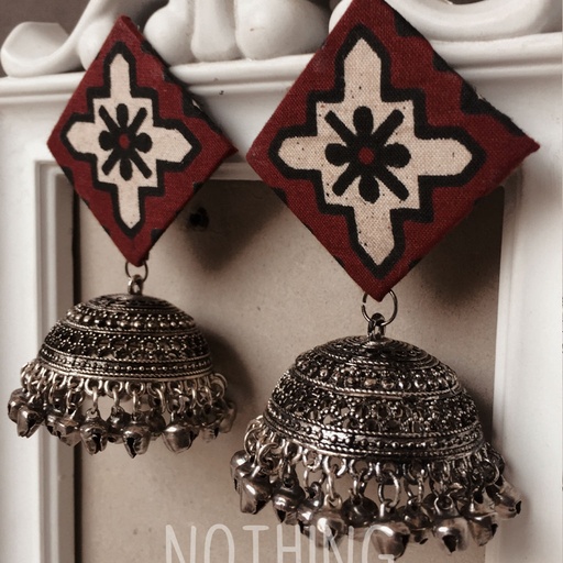 [PK4127-JW-EAR-013036] ajrak jhumkas