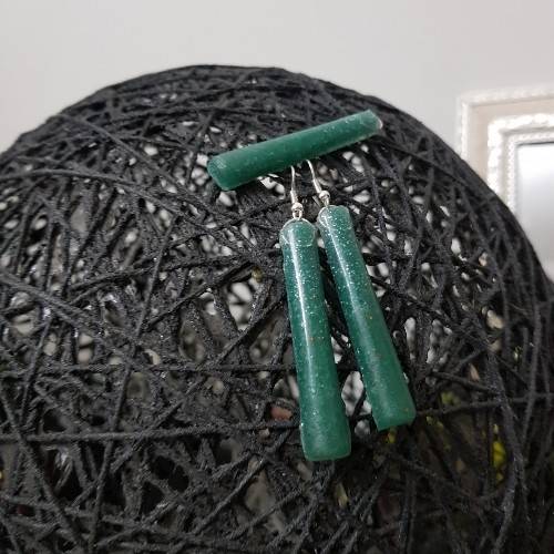 [PK4209-JW-EAR-013101] Green Shimmer Resin Pendant and Earrings set r_s1