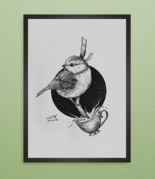 [PK4301-AR-PEN-013264] 'Bird in a Teacup' Artwork
