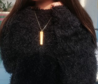 [PK4119-JW-NCK-013326] Metallic Gold Elongated Pendant