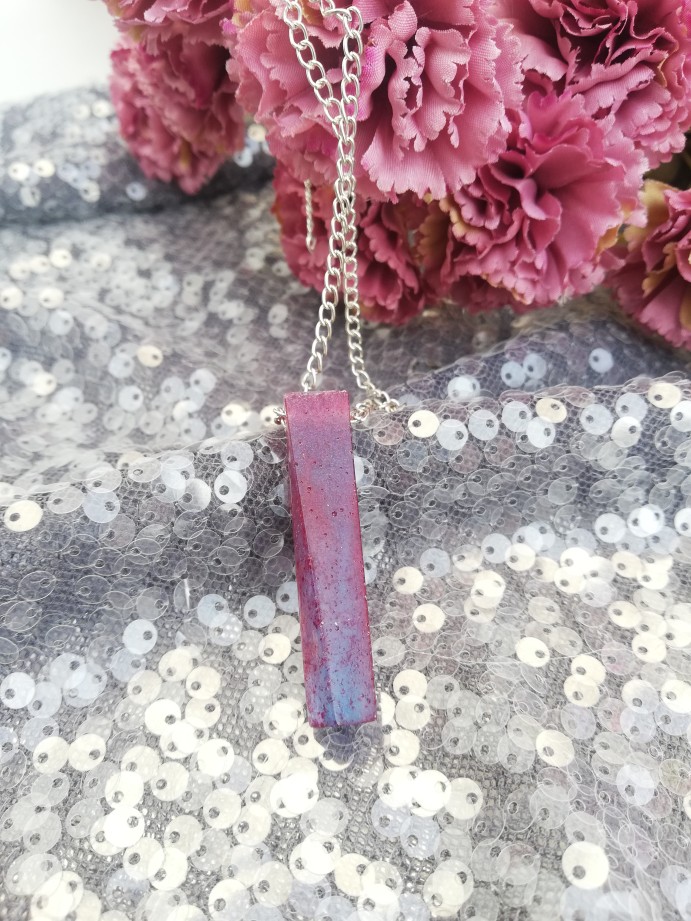 Turquoise & Maroon Elongated Pendant