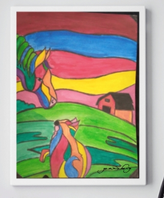 [PK4292-AR-ACR-013339] Horse and cat