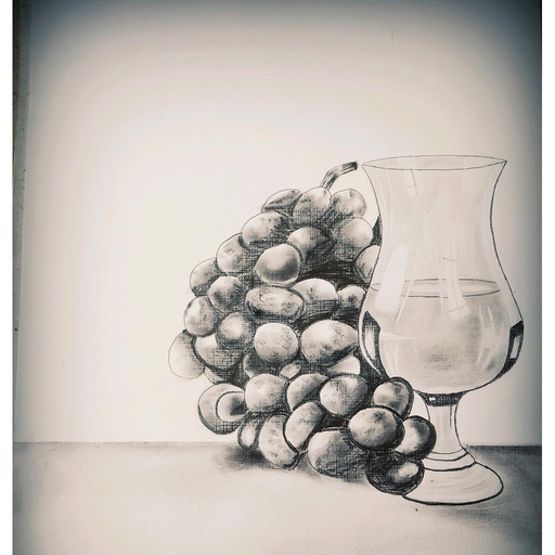 [PK4419-AR-PNC-013360] Still life art.... Glass and grapes