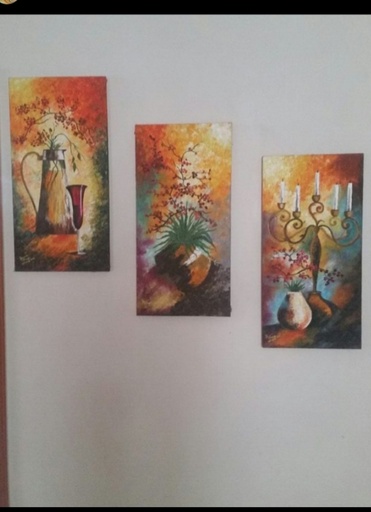 [PK3208-AR-OIL-013473] Set of three knife painting.
