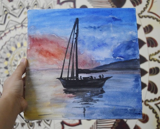 [PK4148-AR-ACR-013530] Ship on Seashore