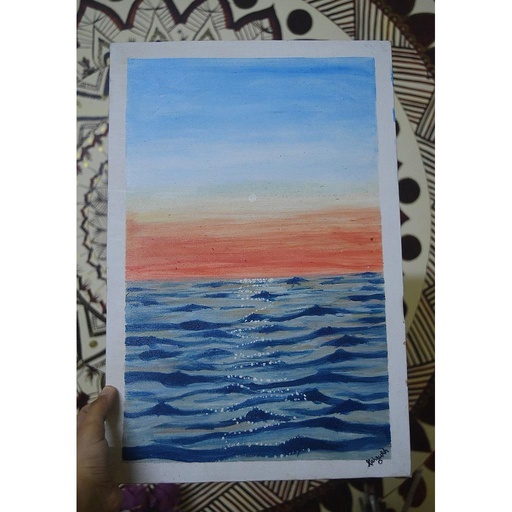 [PK4148-AR-ACR-013531] Sunset and the Sea Acrylic Painting