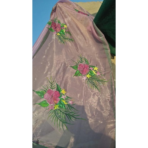 [PK4225-CW-SCF-013846] Mauve pink handpainted dupata