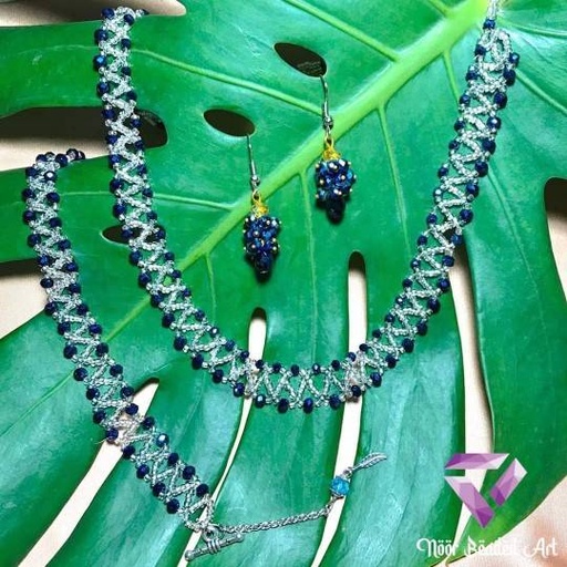 [PK4592-GN-GEN-014034] Cross stitched beaded set