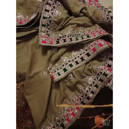 [PK3635-GN-GEN-014079] Hand embroidered Shawls