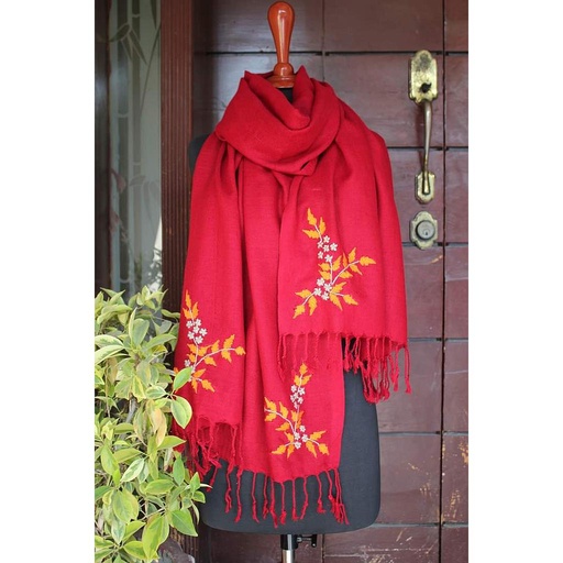[PK4663-GN-GEN-014151] Pashmina Hand Embroidered Stole