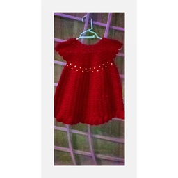 [PK4596-CK-KUR-014178] Red berry unique baby frock