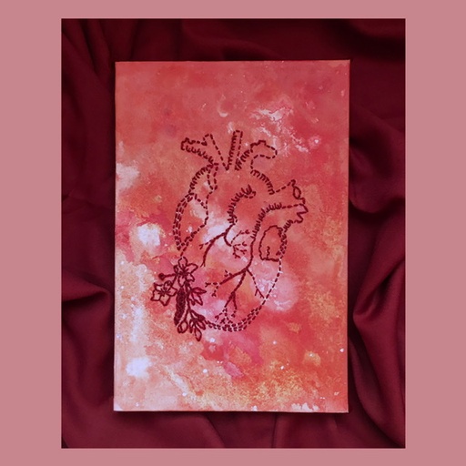 [PK4138-AR-ACR-014247] Fluid art and embroidery on canvas