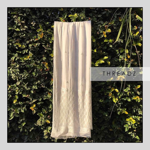 [PK2242-CW-SCF-014465] Hand-Embroidered Dupatta with Chikankari