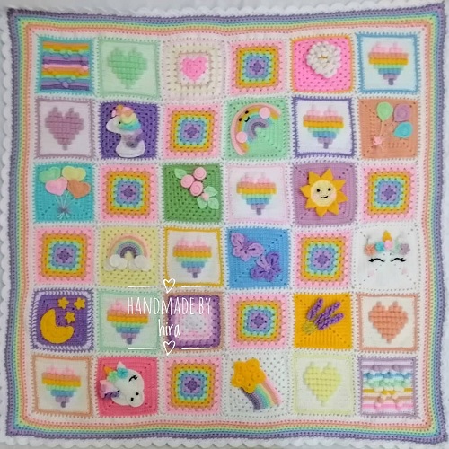 [PK3182-GN-GEN-014768] Unicorn Dreams Baby Blanket  6 x 6 