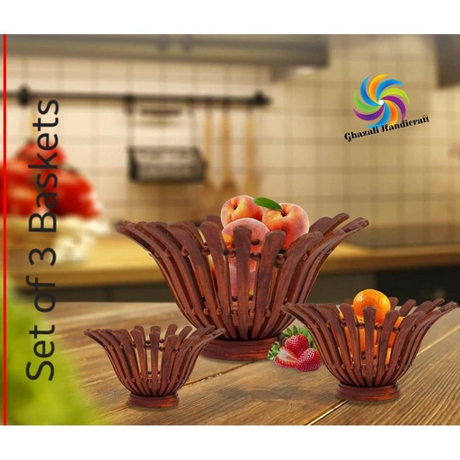 [PK0130-HM-BKT-014973] Wooden fruit basket set