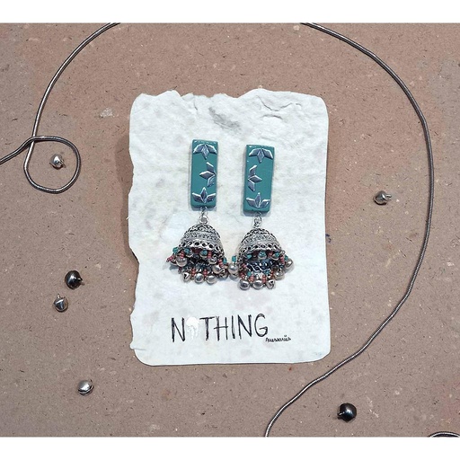 [PK4127-JW-EAR-015204] Turquoise Sheesha Jhumka