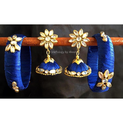 [PK3312-JW-BNG-015319] Blue Jhumka n bangles
