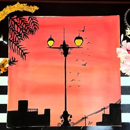[PK5239-AR-ACR-015354] Street Lamp Painting
