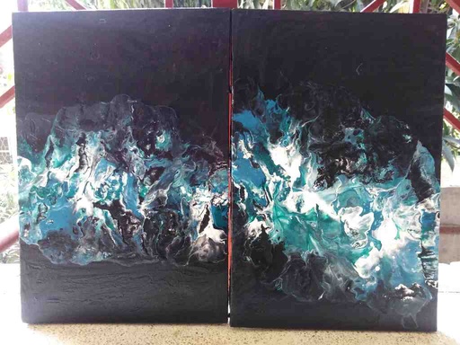 [PK5152-AR-ACR-015958] Mexican Style Acrylics Pouring on Canvas