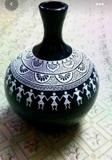 [PK3470-HM-VAS-016188] Painted Clay Vase