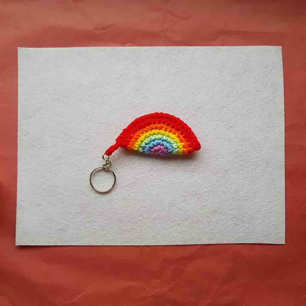 Rainbow crochet keychain