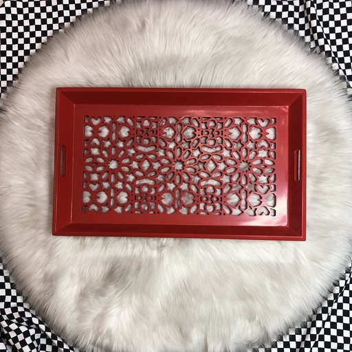 [PK0549-HM-TRY-016428] Red Jaali Tray