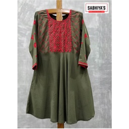 [Olive Green Embroidery &amp; Applique] Sassy Green Handcrafted Shirt