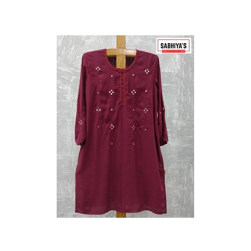 [PK5859-CW-PRT-016739] Maroon Glass & Embroidery Shirt