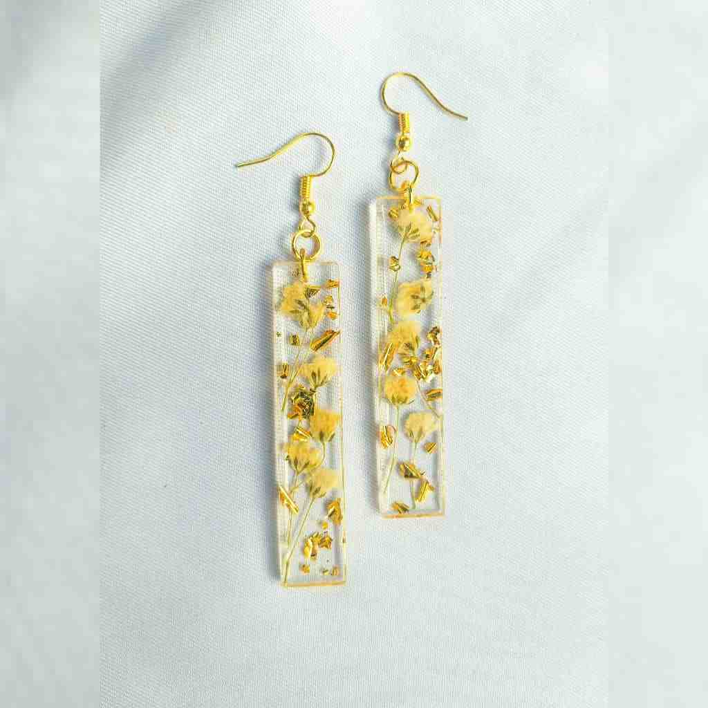 Baby's Breath Earrings with Gold Flakes