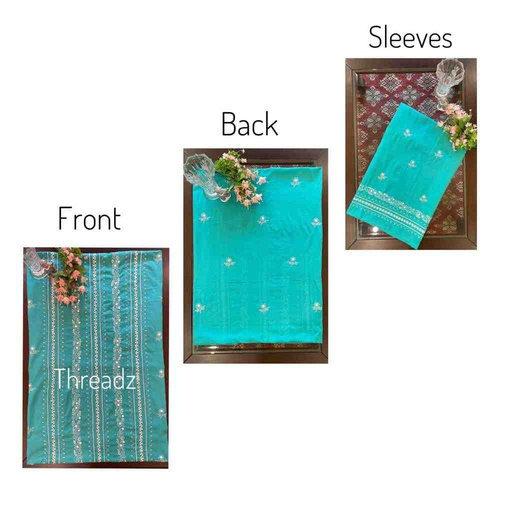 [PK2242-CW-UNS-016932] Hand Embroidered Shirt with Tarkashi and Satin Stitch