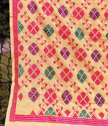 [PK3037-CW-SCF-017145] Embroidered Phulkari Shawl         