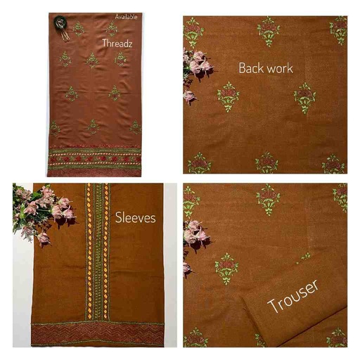 [PK2242-CW-UNS-017275] Hand Embroidered Shirt with Kantha Work