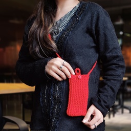 Red Crochet Mobile Pouch