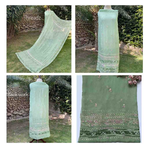 [PK2242-CW-UNS-017448] Hand-Embroidered Shirt and Dupatta with Tarkashi and Satin Stitch