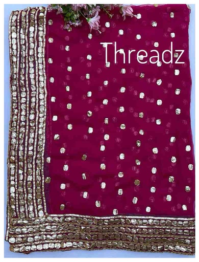 [PK2242-CW-UNS-017449] Handmade Dupatta with Gotta Work