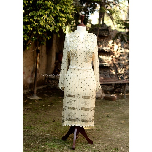 [PK6405-CW-PRT-019147] Mukaish Work Embroidered Shirt