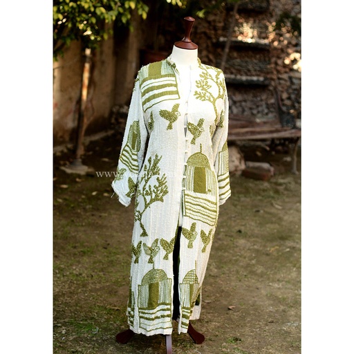 [PK6405-CW-PRT-019154] Hand Embroidered Shirt