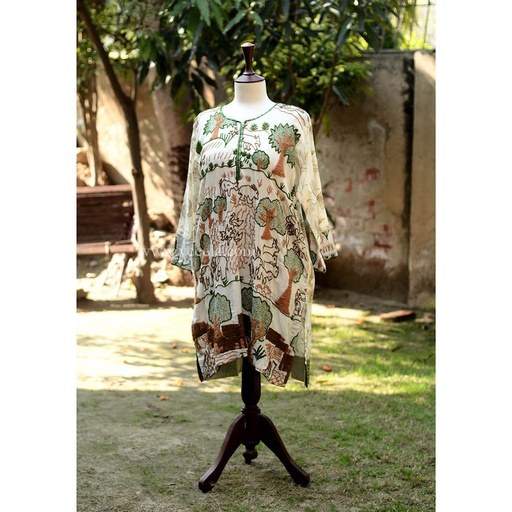 [PK6405-CW-PRT-019171] Hand Embroidered Shirt