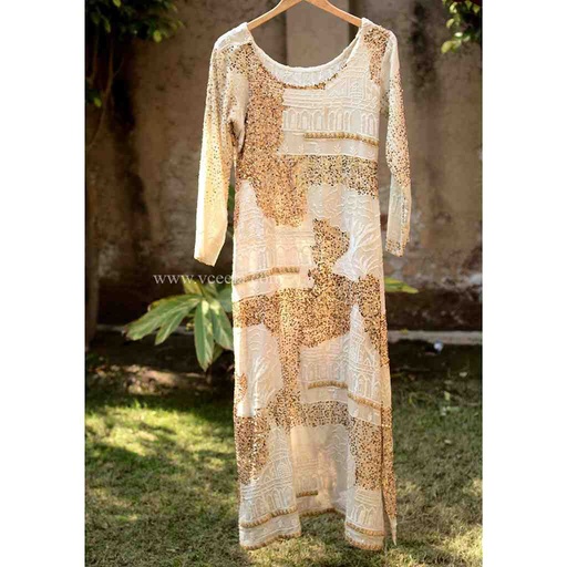 [PK6405-CW-PRT-019191] Long Embroidered Shirt with Sitara Work