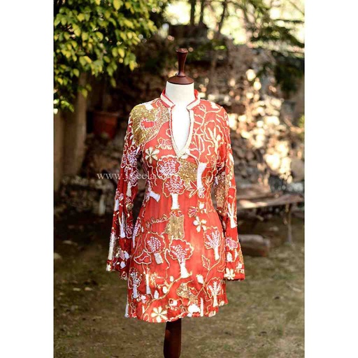 [PK6405-CW-PRT-019199] Embroidered Shirt with Sitara and Gota Work 