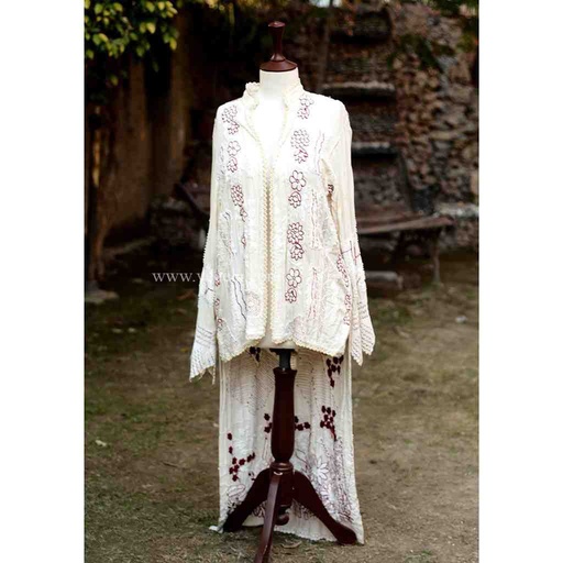 [PK6405-CW-PRT-019215] Embroidered Long Gown 