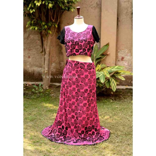 [PK6405-CW-PRT-019225] Embroidered Pink Lehnga and Choli