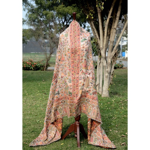 [PK6411-CW-SCF-019242] Mughal Kaani Kashmiri Shawl