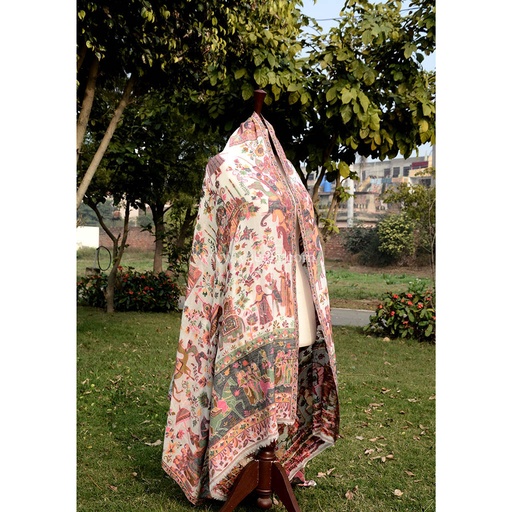 [PK6411-CW-SCF-019244] Mughal Kaani Kashmiri Shawl