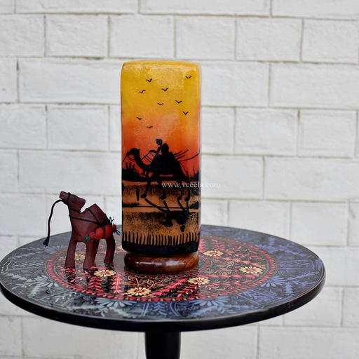 [PK1918-HM-LMP-19484] Hand Painted Camel Skin Lamp