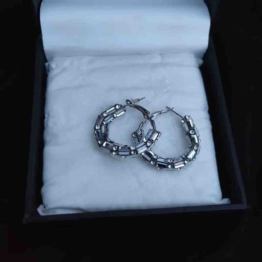 [PK6272-JW-EAR-019939] Silverstone Hoop Earrings