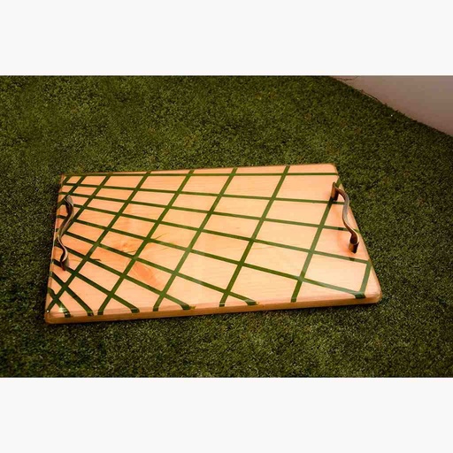 [PK6809-HM-TRY-019943] Handmade Wooden Patterned Tray