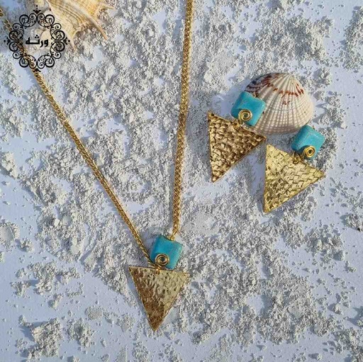 [PK0426-JW-EAR-021311] Triangle Turquoise Set