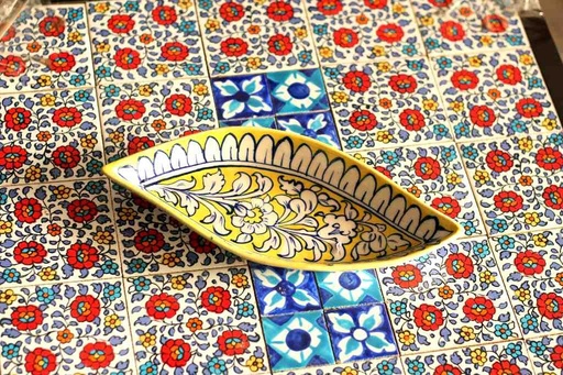 Blue Pottery Oval Dish