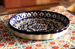 Blue Pottery Apple Dish